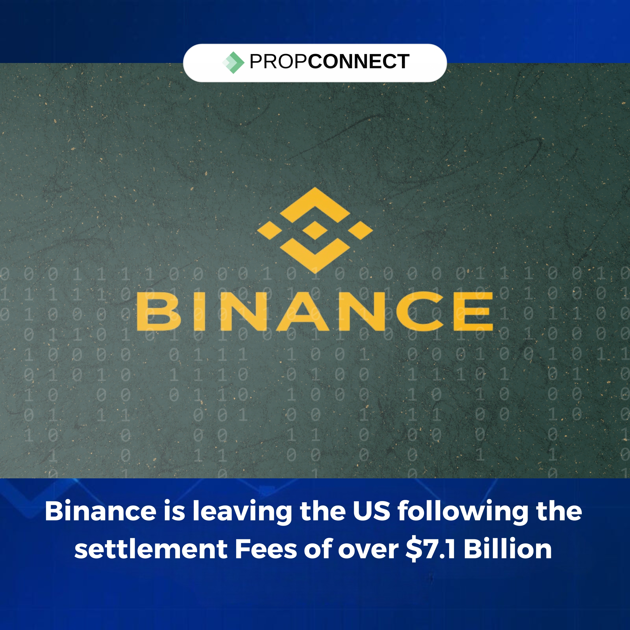 Binance is leaving the US following the settlement Fees of over $7.1 Billion